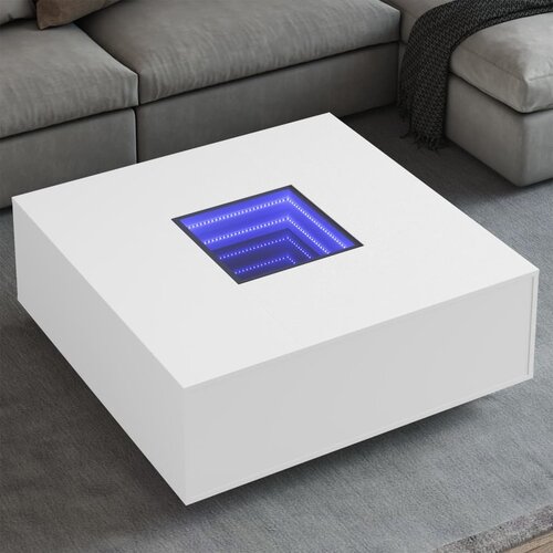 VidaXL Stolić za kavu s beskonačnim LED svjetlima bijeli 100x100x40 cm Slike