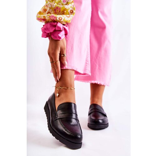 Kesi Leather Wedge Moccasins La.Fi Black Alannah Slike