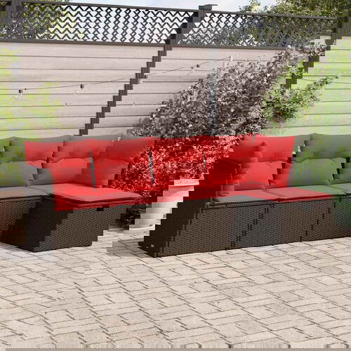 vidaXL 5-dijelni set vrtnih sofa s jastucima poliratan smeđi Cijene