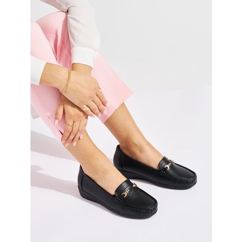 Shelvt Women's black loafers with embellishment Cene