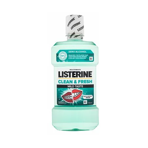 Listerine Clean & Fresh Mild Taste Mouthwash ustna vodica brez alkohola, primerna za zobe z zobnim aparatom 500 ml unisex