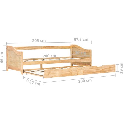  Okvir za krevet na razvlačenje od borovine 90 x 200 cm Slike