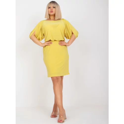 Fashion Hunters Yellow dress oversize with loose sleeves Tianna