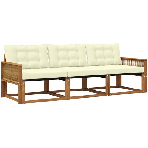 Set vanjskih sofa 3 kom. Prirodna i krem Slike