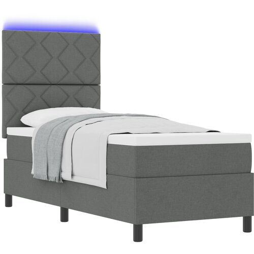 vidaXL Postelja s šprico z vzmetnico in LED temno siva 80x200 cm tkanina Cene