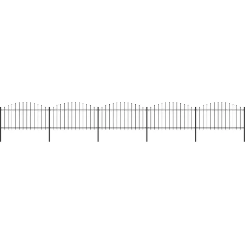 vidaXL Vrtna ograda s ukrasnim kopljima (1,25-1,5) x 8,5 m čelična crna