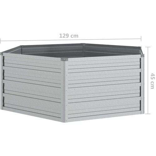  Povi&amp;scaron;ena vrtna gredica 129 x 45 cm od pocinčanog čelika srebrna Slike
