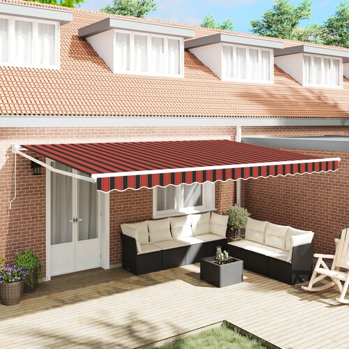 vidaXL Ročna retraktibilna tenda oranžna in rjava 500x300 cm Cene
