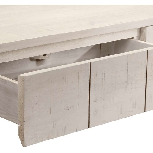  Konzolni stol bijeli 110 x 35 x 75 cm od masivnog drva manga Slike