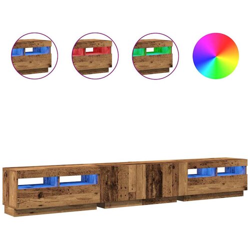 Maison Chic TV omarica - TV stojalo - Televizijska omarica z LED starinski les 260x35x40 cm inženirski les, (21698950) Cene