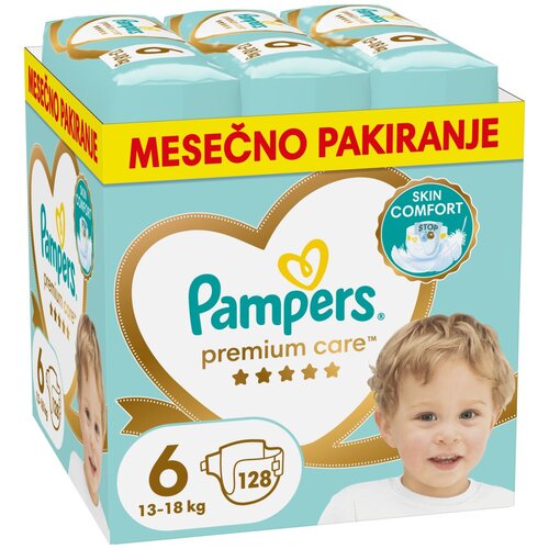 Pampers plenice Premium mesečno pakiranje S6, 13-18 kg, 128/1 Slike