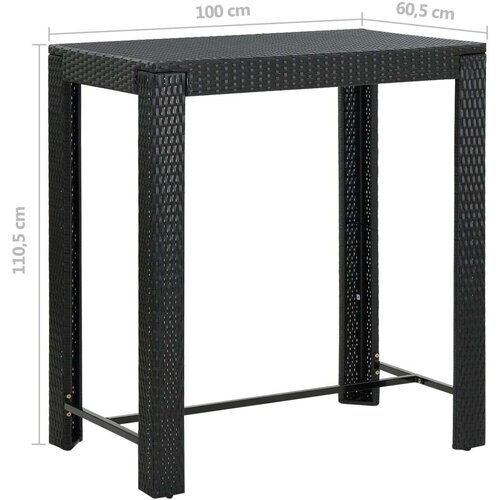 VidaXL vrtni barski stol crni 100 x 60,5 x 110,5 cm od poliratana Slike