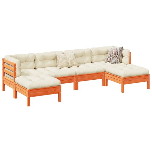 VidaXL 6-dijelni set vrtnih sofa s jastucima vo&amp;scaron;tano smeđi od borovine Slike