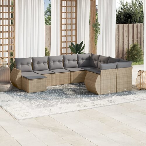 vidaXL 10-dijelni set vrtnih sofa s jastucima bež od poliratana Cijene
