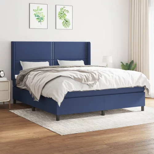  Krevet s oprugama i madracem plavi 180x200 cm od tkanine
