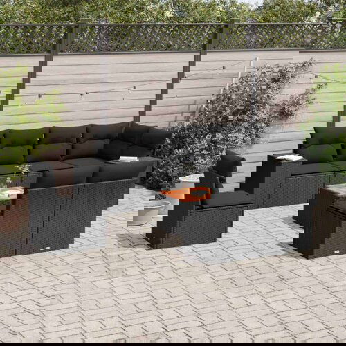  9-dijelni set vrtnih sofa s jastucima crni od poliratana Slike