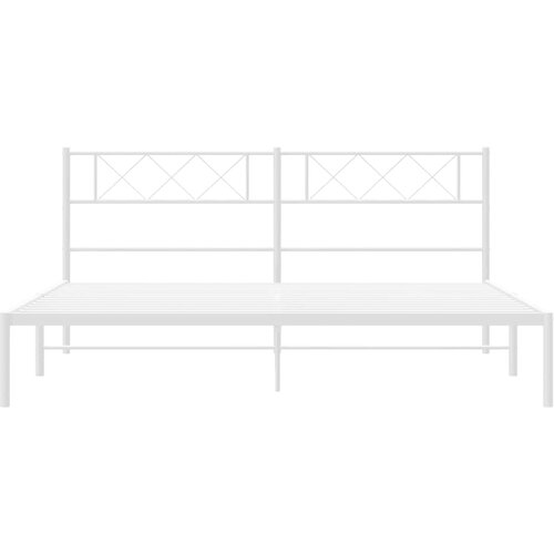  Metalni okvir za krevet s uzglavljem bijeli 160x200 cm Slike
