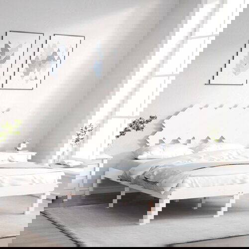 vidaXL Okvir kreveta s uzglavljem bijeli 4FT mali bračni masivno drvo Cijene