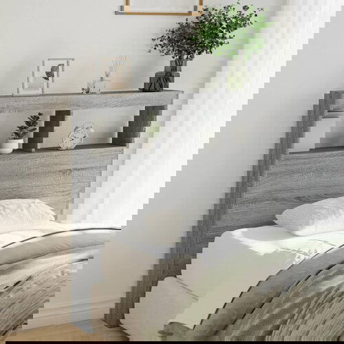 VidaXL Ormarić za uzglavlje LED boja sivog hrasta sonome 100x17x102 cm Slike