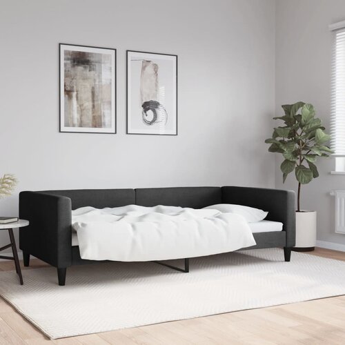  Dnevni krevet crni 100 x 200 cm od tkanine Slike
