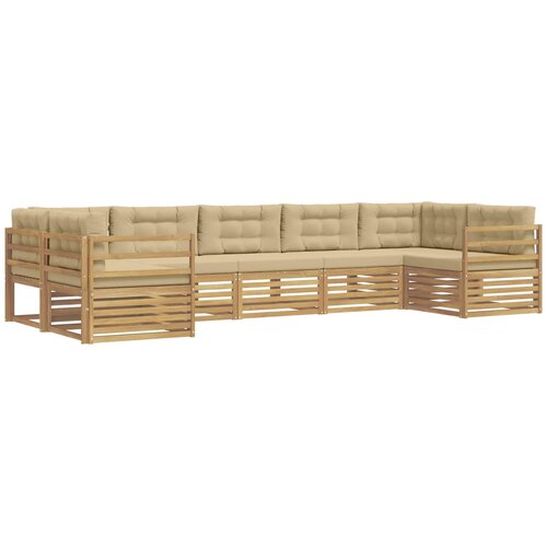 vidaXL Zunanja garnitura za sedenje 7 pcs Bela in bež Poliester, (5000280568) Cene