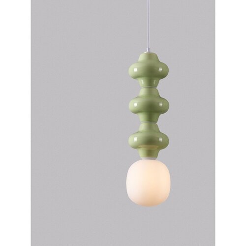 Nova Luce Bela/svetlo zelena keramična viseča svetilka s steklenim senčilom &amp;oslash; 18 cm Clio &amp;ndash; Slike