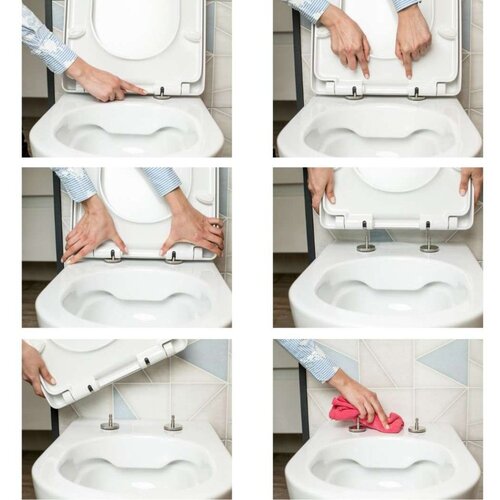GEPARD SANITARY wc daska blitz c9 41,8&amp;times;35,6 cm, 2,5 kg, soft close, duroplast, okov inox, bf+tfp/take off Slike