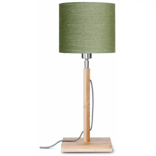 Good&Mojo Stolna lampa sa zelenim abažurom i strukturom od bambusa Fuji