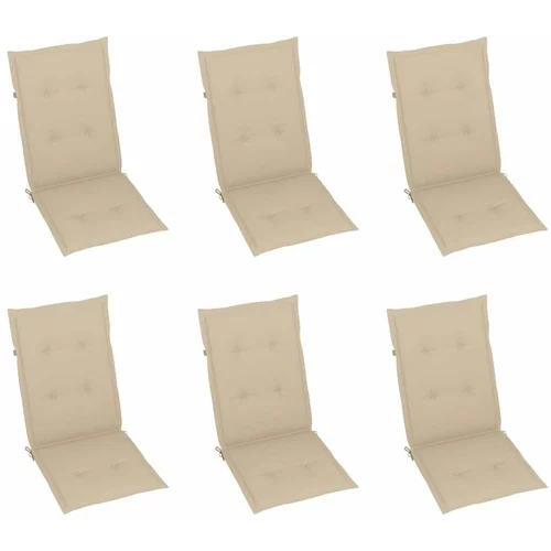  Jastuci za vrtne stolice 6 kom bež 120 x 50 x 3 cm od tkanine