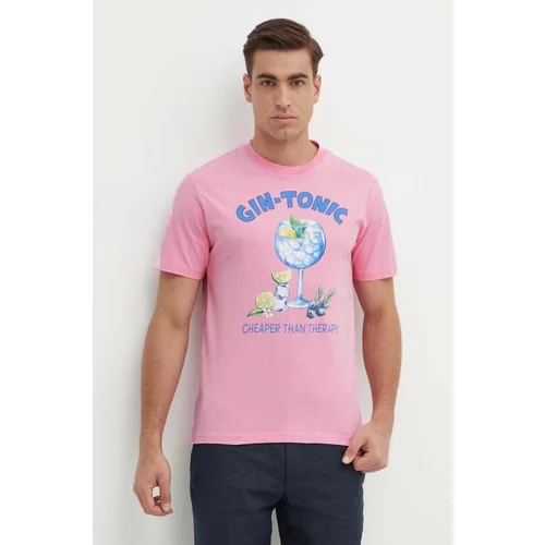 Mc2 Saint Barth Pamučna majica za muškarce, boja: ružičasta, s tiskom