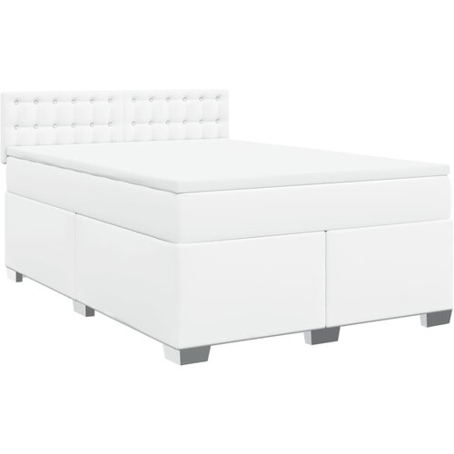 vidaXL Box spring postelja z vzmetnico bel 140x200 cm umetno usnje, (21321265) Cene