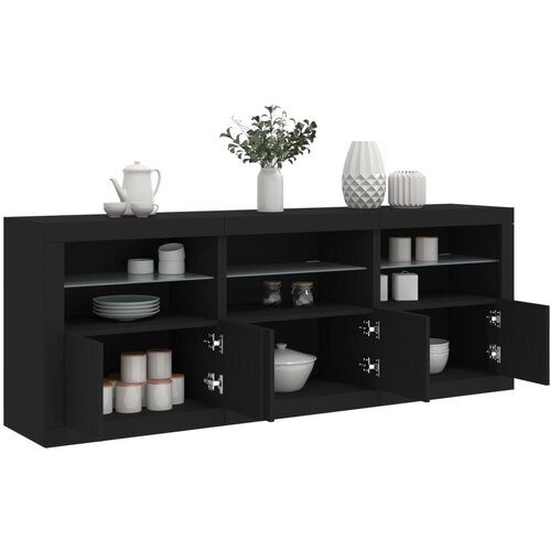  The Living Store Komoda z LED lučkami črna 181,5x37x67 cm - Komoda, (21457037) Slike