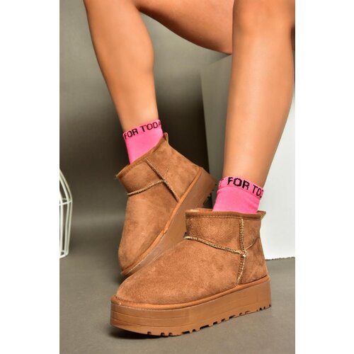 Fox Shoes R612033402 Tan Women's Boots with a thick sole with suede and a pile inner Cene