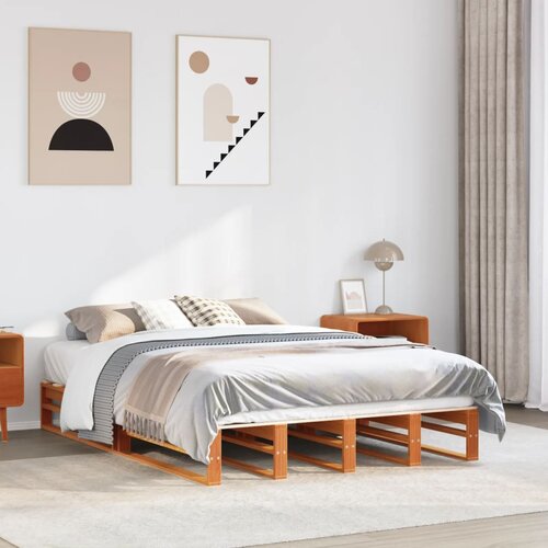 Furnova Posteljni okvir brez vzmetnice vo&amp;scaron;čeno rjav 160x200 cm borovina, (21937264) Slike