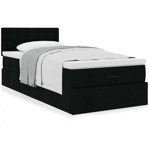 VidaXL otomanski okvir kreveta s madraca crni 100x200cm tkanine Slike