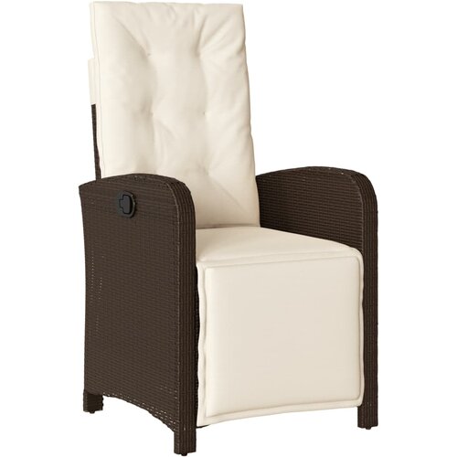  5-dijelni vrtni blagovaonski set s jastucima poliratan smeđi Smeđa 80 cm table length Slike