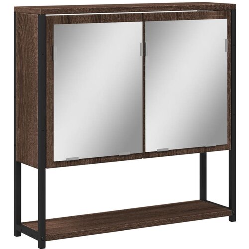 Maison Chic Kopalniška omarica - Kopalniški kabinet z ogledalom rjavi hrast 60x16x60 cm, (21794449) Cene