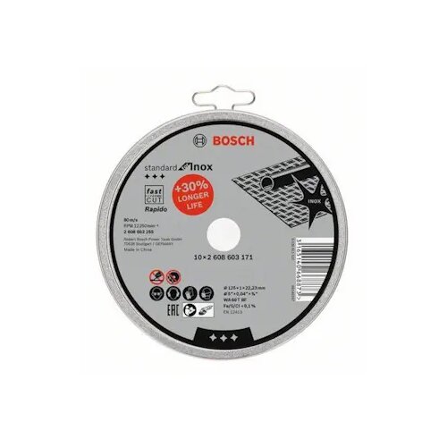 Bosch rezna ploča ravna Standard for Inox - Rapido WA 60 T BF 125 mm/22.23 mm/1.0 mm set 10/1 2608603255 Cene