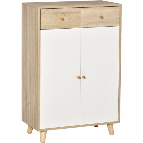 HOMCOM Prostorsko varčna omara za 12 čevljev, omara s 4 policami in 2 predaloma, 68x35x102,5 cm, lesena in bela, (20745310) Cene