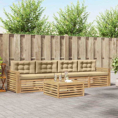  Set vanjskih sofa 5 kom. Bijela i bež Čvrsto drvo akacije Cijene