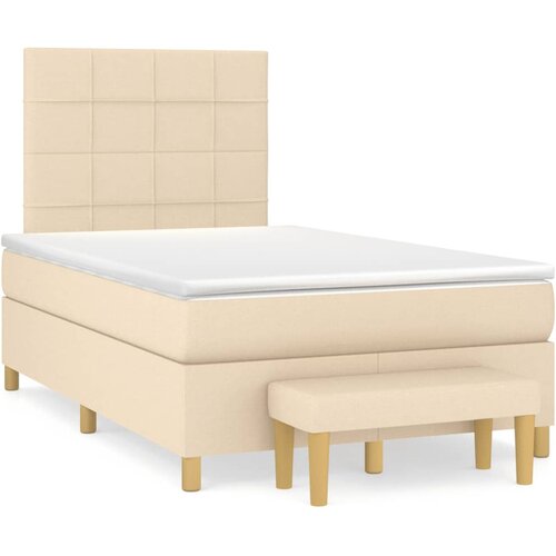 VidaXL Box spring postelja z vzmetnico krem 120x200 cm blago, (20896127) Slike