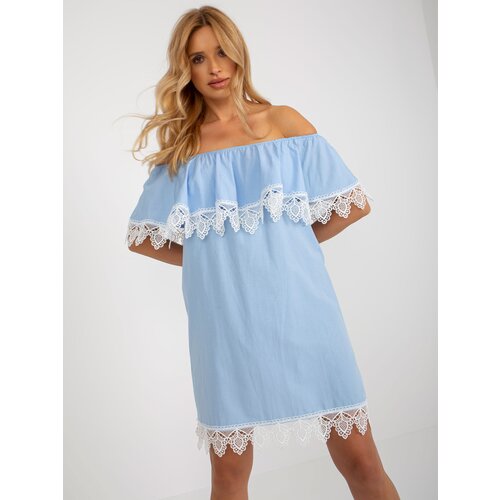 Fashion Hunters Light blue women's Spanish dress with ruffles Cene