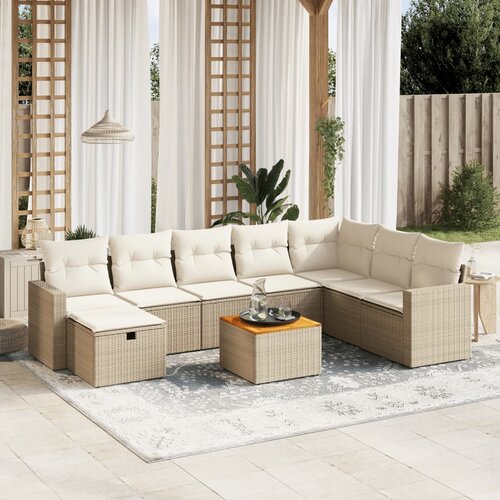 vidaXL 9-dijelni set vrtnih sofa s jastucima bež od poliratana Cijene