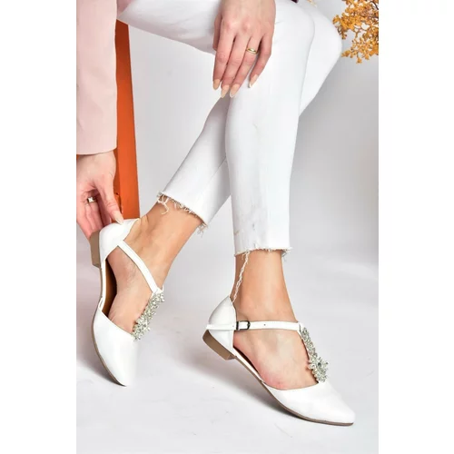 Fox Shoes P726626009 Women's Flat Shoes with White Stone Detail