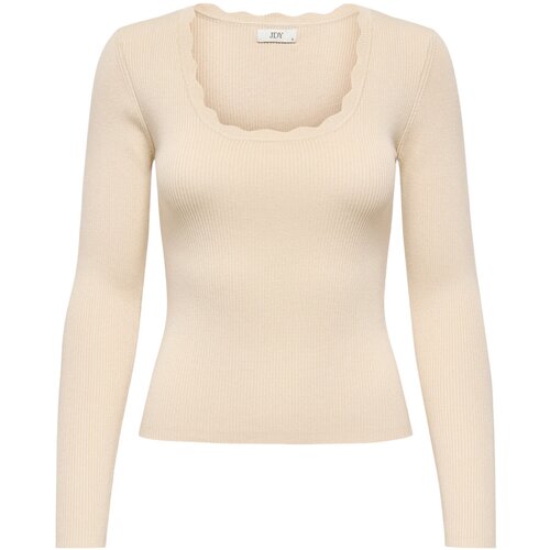 Jacqueline De Yong Puloverji Jdynanna Scallop L/S U-Neck Pullover Knt 15355459 Bež Slike