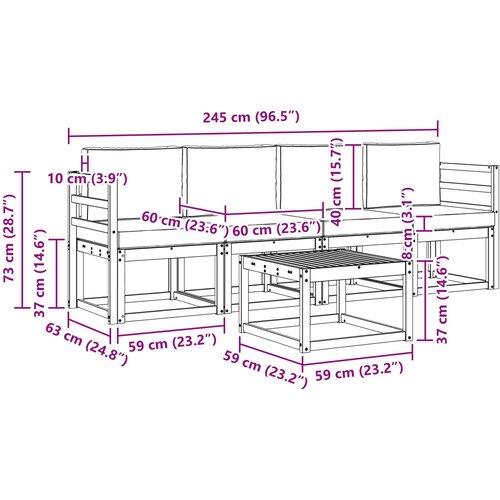  Set vanjskih sofa s jastukom 5 pcs Prirodna i bež Slike