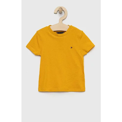 Tommy Hilfiger Otroška bombažna kratka majica oranžna barva