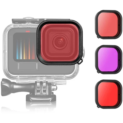 INF Vodoodporen potapljaški filter za GoPro Hero 11/10/9 Red, (21275331)