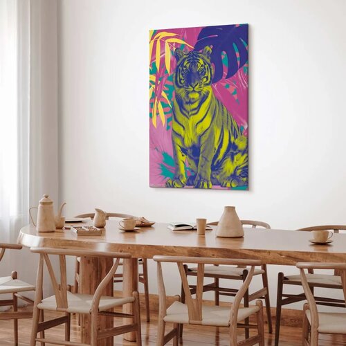  Slika - Colorful Tiger - Intense Colors of a Tiger Surrounded by Tropical Plants 20x30 Premium Print Slike