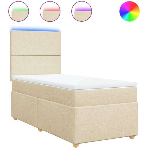 VidaXL Krevet s oprugama i madracem krem 90 x 200 cm od tkanine Slike